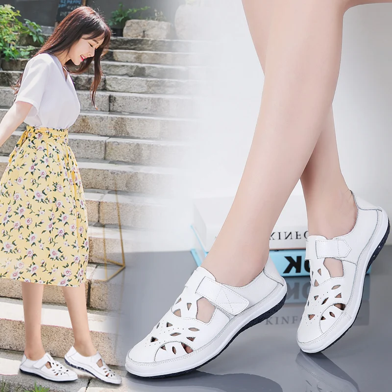 Women Sandals Women Shoes Women's Sandals Summer Ladies Girls Comfortable Ankle Hollow Round Toe Sandals Female Soft Beach Sole Shoes Plus Size