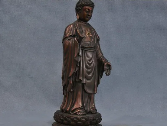 YM 311 10 ''Китай Тибет стоящая Shakyamuni Бронзовая статуэтка Будды