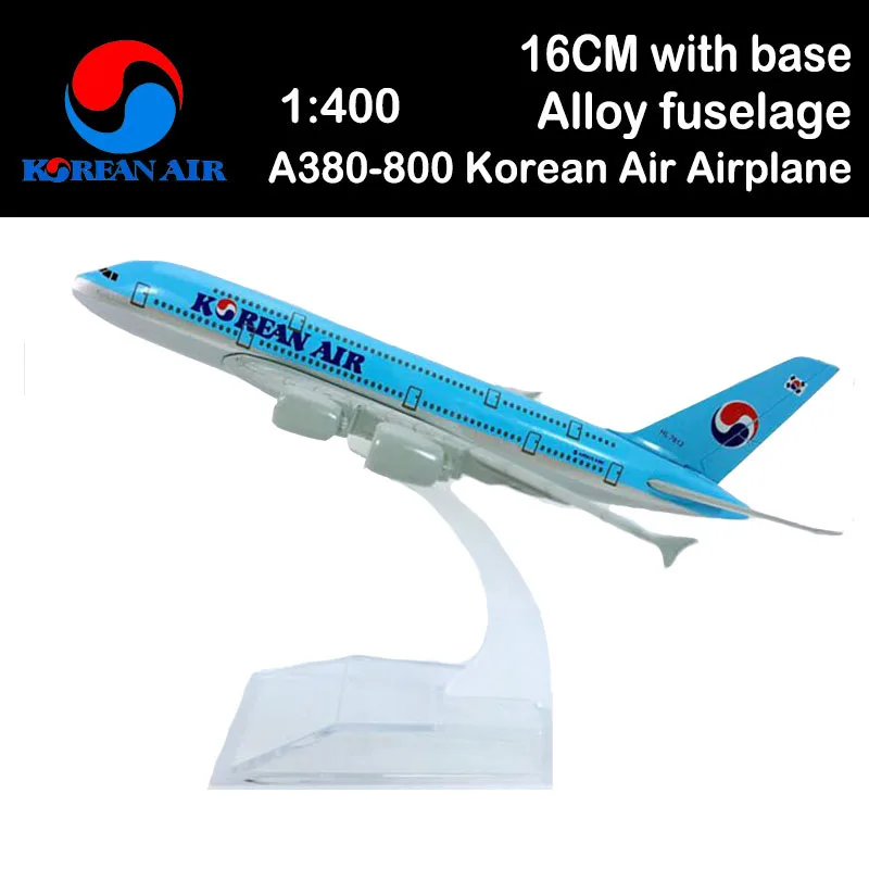 1:400 Airbus A380-800 Model Korean Air Airplanes Alloy Aircraft Plane Airliner Display Toy Kids Collection Adult Gift Souvenir | Игрушки и
