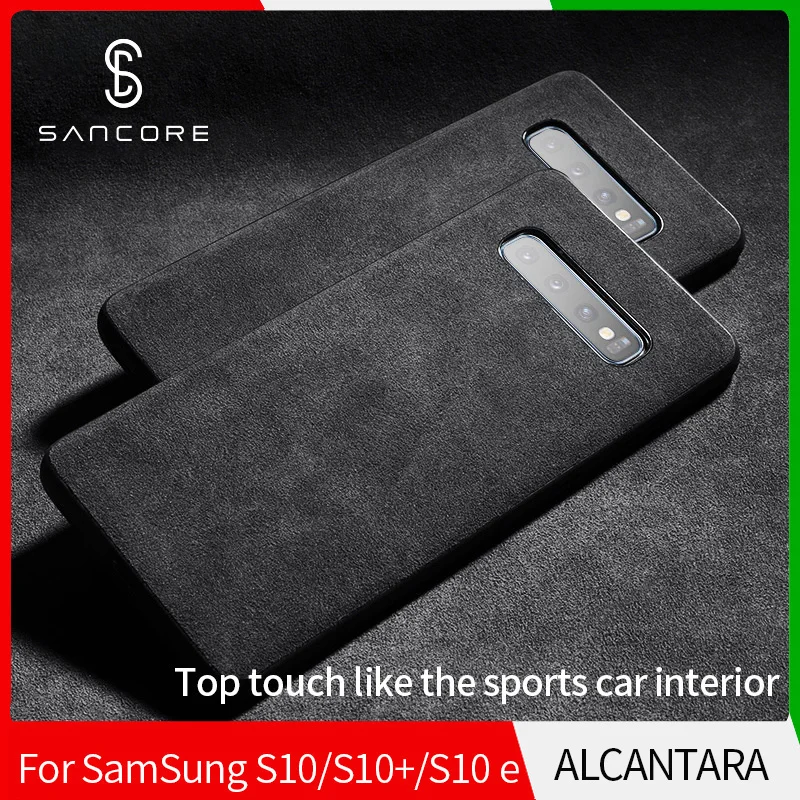 

SanCore 100% Orginal ALCANTARA Samsung Phone Case Cover for Samsung Galaxy S10+S10 PLUS Business Protective Anti-wear Phone Bag