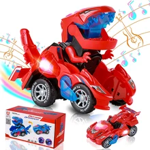 

Transforming Dinosaur Car Toy Transforming Dinosaur LED Car with Light and Music 2 In 1 Automatic Dinosaur Transforming Car Toy
