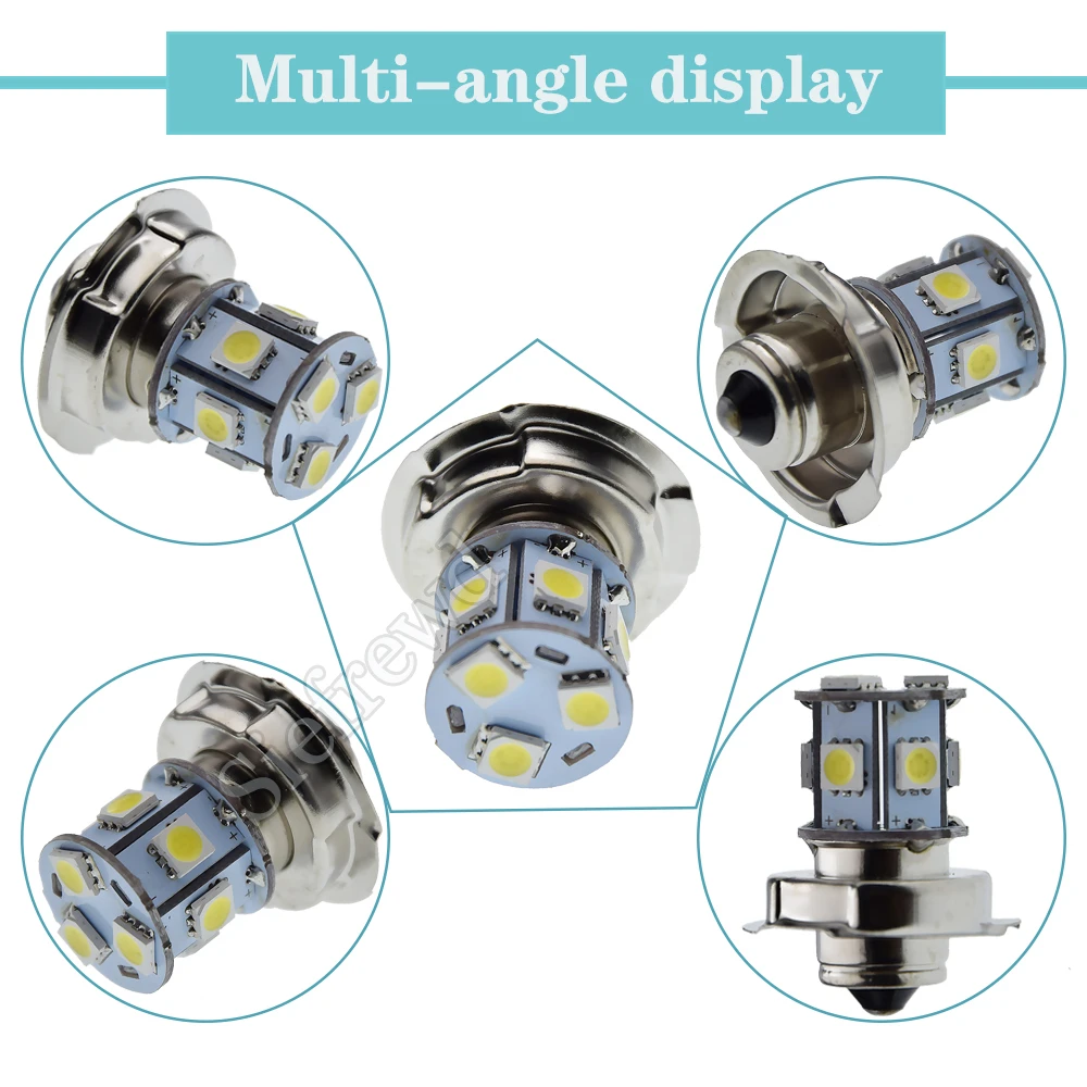 2Pcs Motorbike LED Headlight P26S Bulb 6V 12V Volt Motorcycle Headlamp Light 5050 9SMD Scooter Moped Moto Bike Front Head Lamp