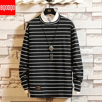 

Long Sleeve T shirt Men 5XL Hip hop Fashion Cotton Stripe Fitness Tees Male Spring Streetwear Oversized Harajuku Casual T shirts