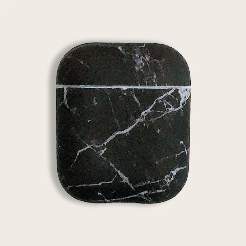 Interesting black marble texture airpods protective cover Hard sticker Apple wireless Bluetooth headset shell |