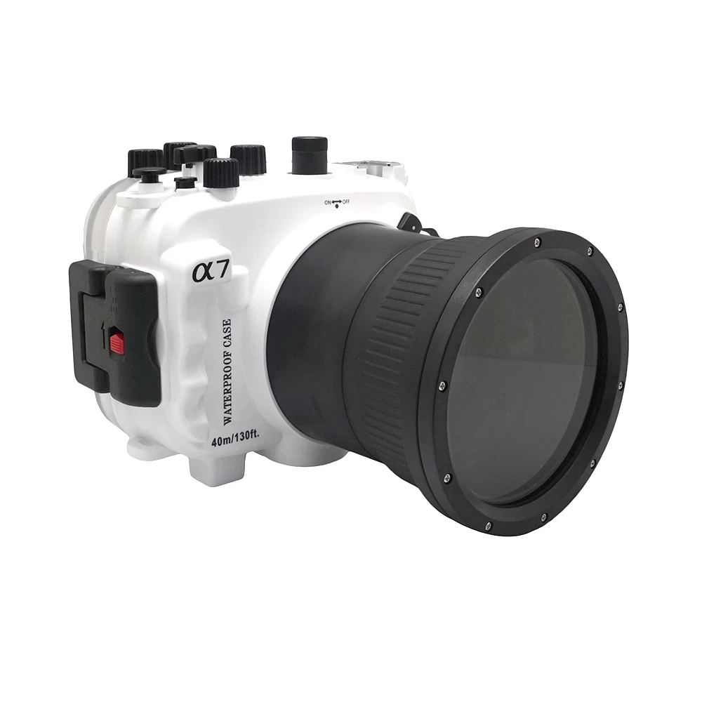 40 м/130 футов для sony A7 NG серии A7R A7S Подводный корпус камеры Дайвинг-бокс чехол Крышка с объективом 90 мм(длинный порт) белый