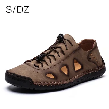 

SDZ Men Sandals Genuine Leather Men's Beach Sandals Comfortable Men Gladiator Sandals Simple Design Mens Style Shoes Size 38-46