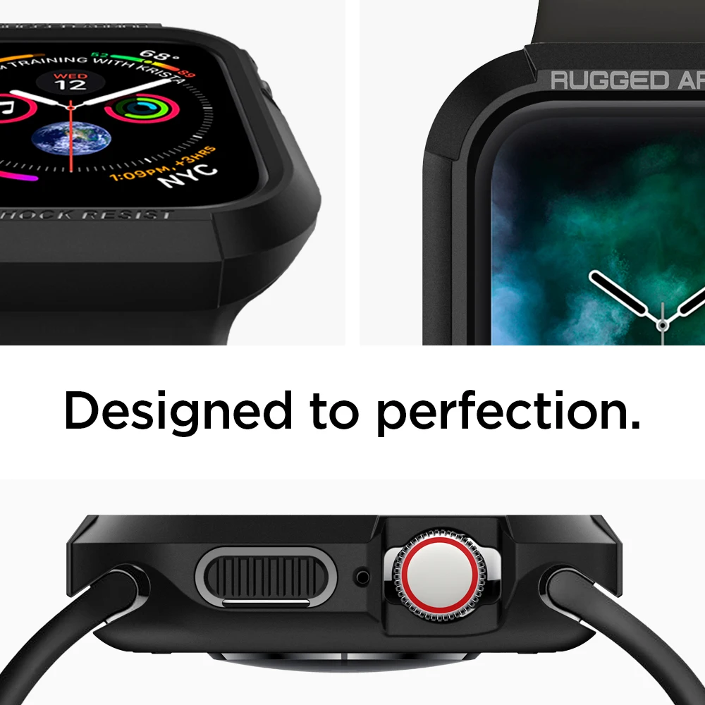 Billige Spigen Robuste Rüstung Fall für Apple Uhr Serie 5 4 Flexible Weiche TPU Matte Schwarz Fällen 44mm 40mm