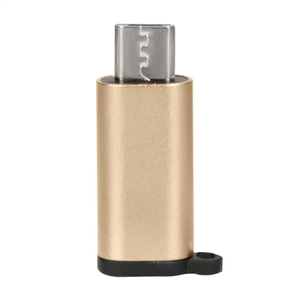 Мини Портативный алюминиевый USB-C к Micro USB адаптер с брелоком анти-потеря usb тип-c к Micro USB соединитель преобразования - Цвет: Gold