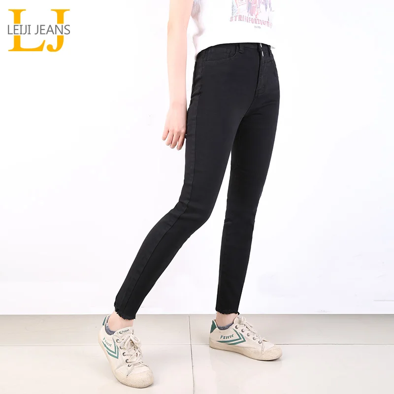 LEIJIJEANS, новинка, большие размеры, женские черные джинсовые брюки, двубортные, модные, обтягивающие, для девушек, джинсы