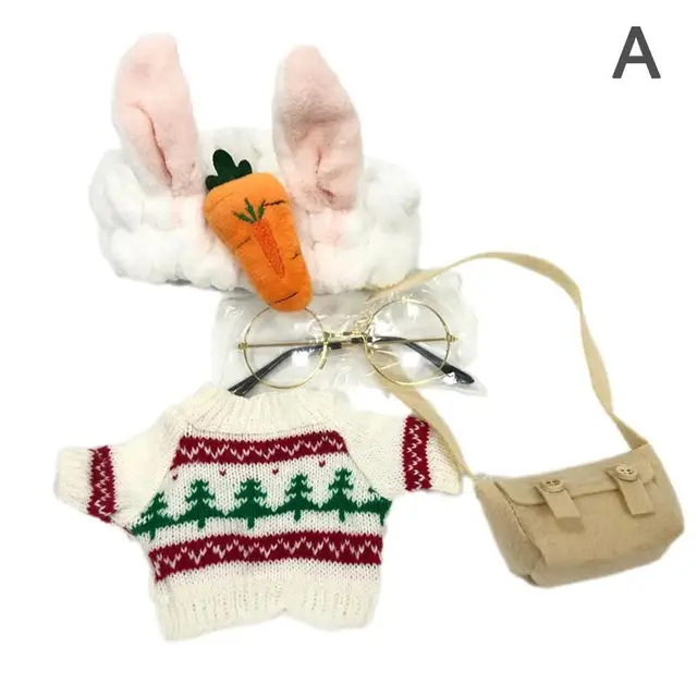 30cm Little Yellow Duck Clothes Accessories Plush Toy Glasses Hat Set Cafe Duck Accessories Children Birthday Gift