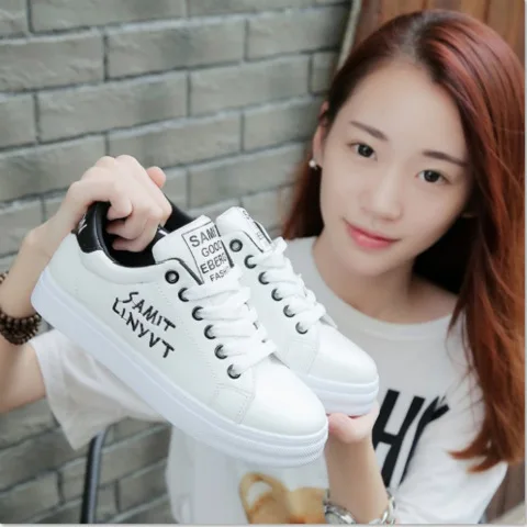 

New Style Shoe Student Korean-style Versatile White Shoes Flat Lace-up 2018 Street Snap Shoes Women's Spring Casual Shoes
