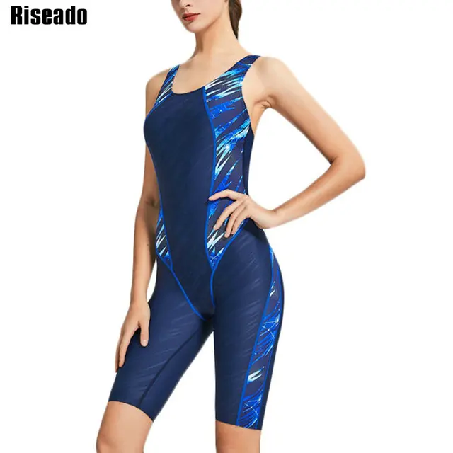 US $16.88 Riseado One Piece Swimsuit 2020 Sport Swimwear Women Racer Back Competitive Swim Wear Boyleg Patchw