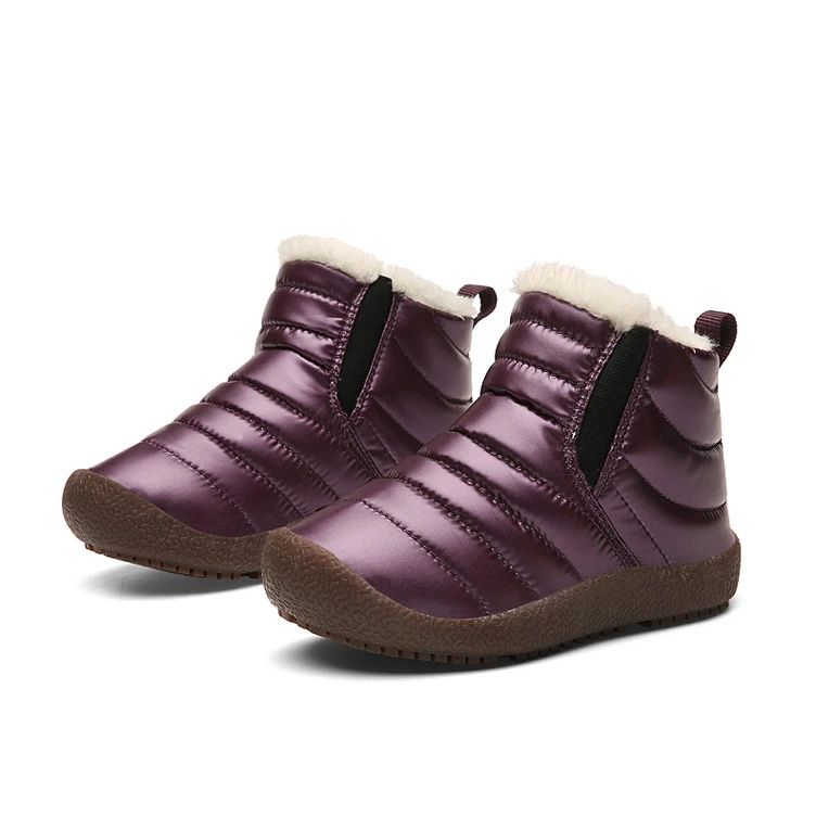 Winter Warm Plush Kids Snow Boots Waterproof Thicken Short Baby Infant Ankle Boots Non-slip Sports Shoes Cotton-padded Boots - Цвет: purple