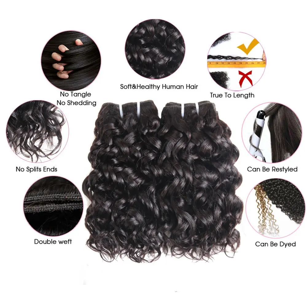 Yavida Water Wave Bundles Natural Color 100% Brazilian Human Hair Weave Bulk Non-Remy Hair Extension For Black Women Cheap Hair