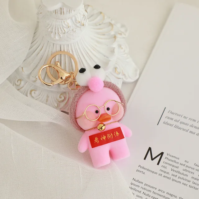 10cm Cartoon Cute LaLafanfan Cafe Duck Keychain Plush Toy Kawaii