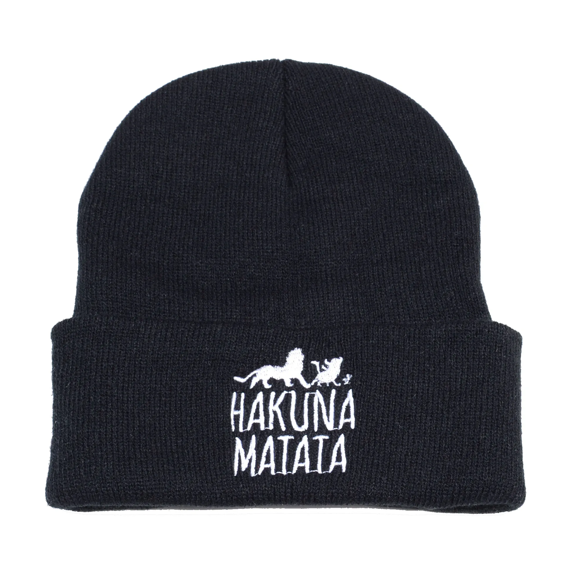 Men Funny Beanie Lion King Knit hat Winter Warm Women Knitted Hat Hakuna Matata Cool Black Skullies Embroidery hip hop cap