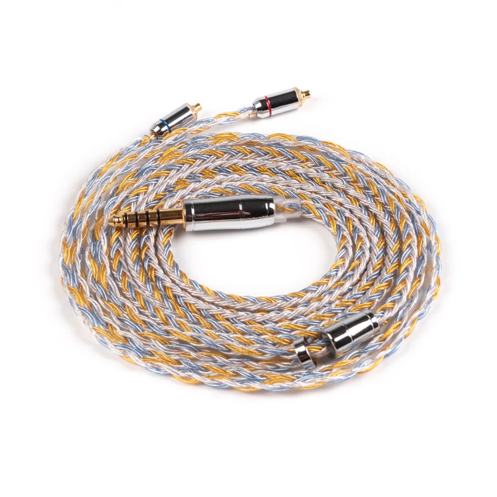 KBEAR 16 core посеребренный кабель с 2,5/3,5/4,4 кабель для наушников для KB06 A10 C10 ZS10 ZST IM2 X6 - Цвет: MMCX 4.4mm