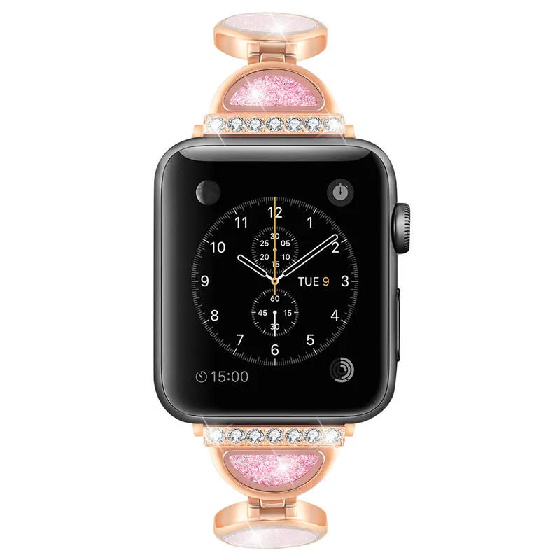 Женские часы с бриллиантами ремешок для apple Watch, 38 мм, 42 мм, Нержавеющая сталь Браслет спортивный ремешок для iwatch серия 4/3/2/1 44 мм 40 мм