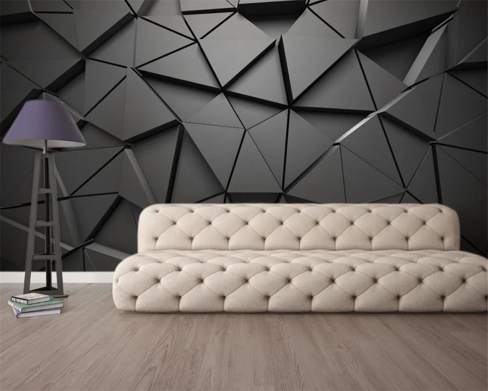 beibehang Customize modern new 3D solid geometric abstract gray triangle background papel de parede wallpaper papier peint beibehang customize the new modern visual space office simple and atmospheric geometric architectural wallpaper papier peint