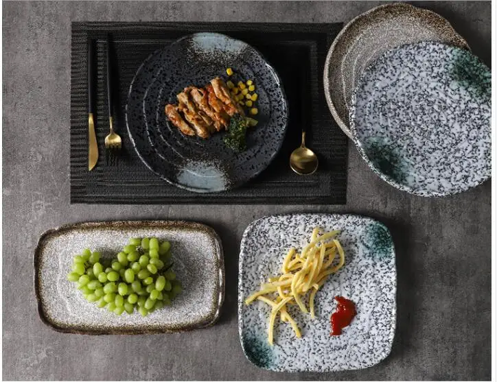 Керамическая тарелка японские Ретро столовые приборы суши блюдо рисовая чаша стейк на ужин блюдо домашнее квадратное блюдо Снэк блюдо Ресторан Обслуживание доска