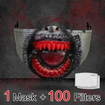 

Halloween Funny Face Mouth Mask Adult Mask Washable Reusable Dustproof Fashion Print Mouth Mask Earloops Unisex Breathable Mask