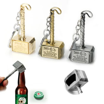 

Movie Thor Pendant Keychain Hammer Shape Multi-function Beer Bottle Openers Enamel Keyring Jewelry Alloy Car Key Chain Trinket