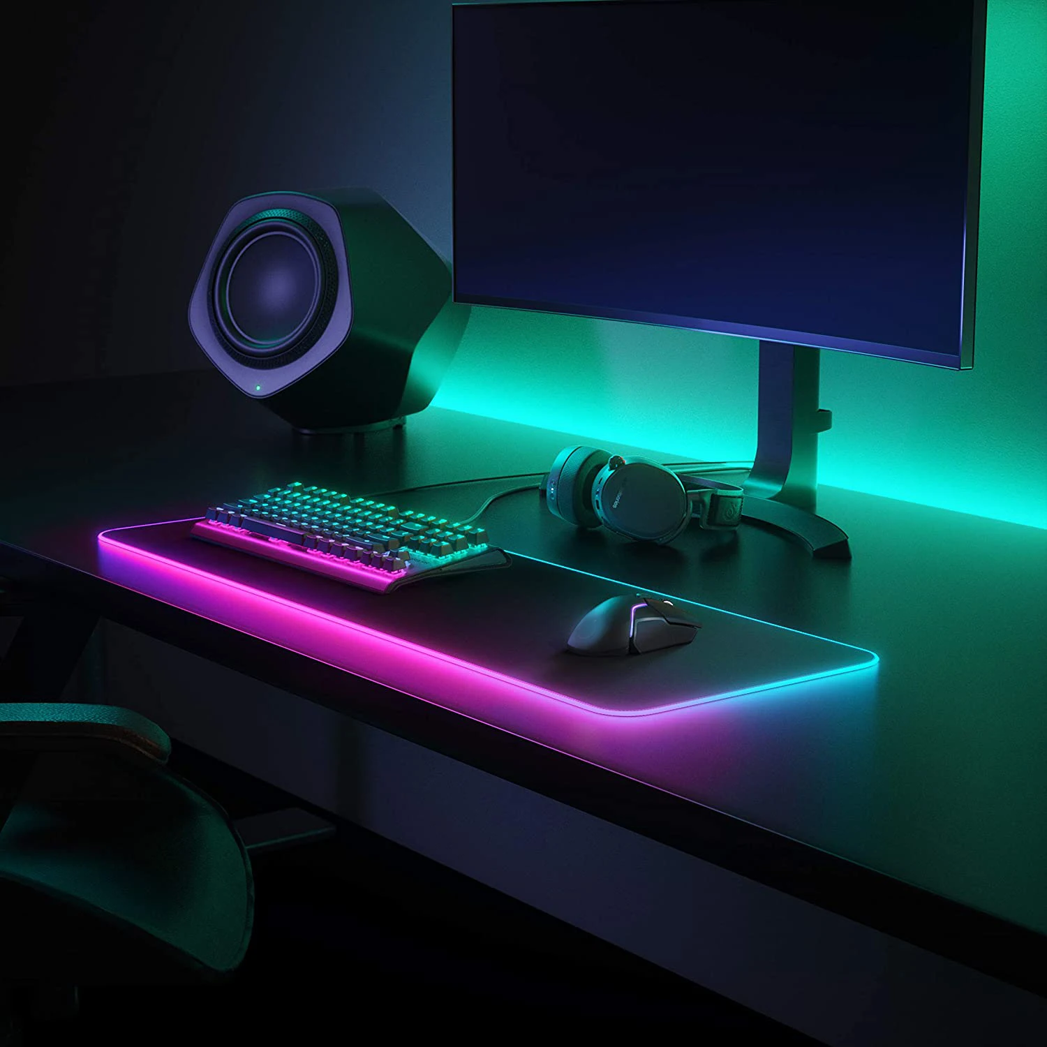 Tapis de souris gaming avec éclairage RGB, grand format (XXL), pour  ordinateur de bureau, accessoire pour joueur - AliExpress