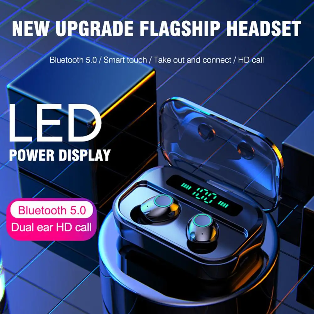 

M7 Bluetooth 5.0 Headset TWS Wireless Earphones IPX7 Waterproof Mini Earbuds Touch Control Stereo Headphones With LED Digital .