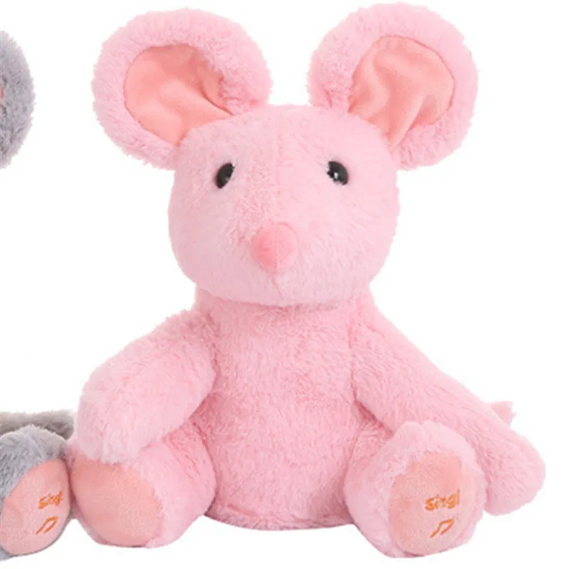 Розовый 1 шт. 28 см Электрический Peek A Boo mouse набивные животные пение детская музыкальная игрушка уши Flaping Move Интерактивная кукла для детей Подарки - Цвет: Розовый