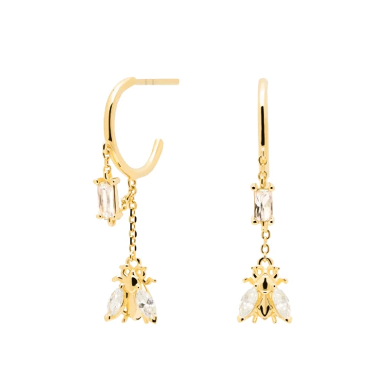 CANNER INS Style Mini Bee Zircon Tassel Earring Stud Earrings For Women 925 Sterling Silver Piercing Earings Jewelry Pendientes