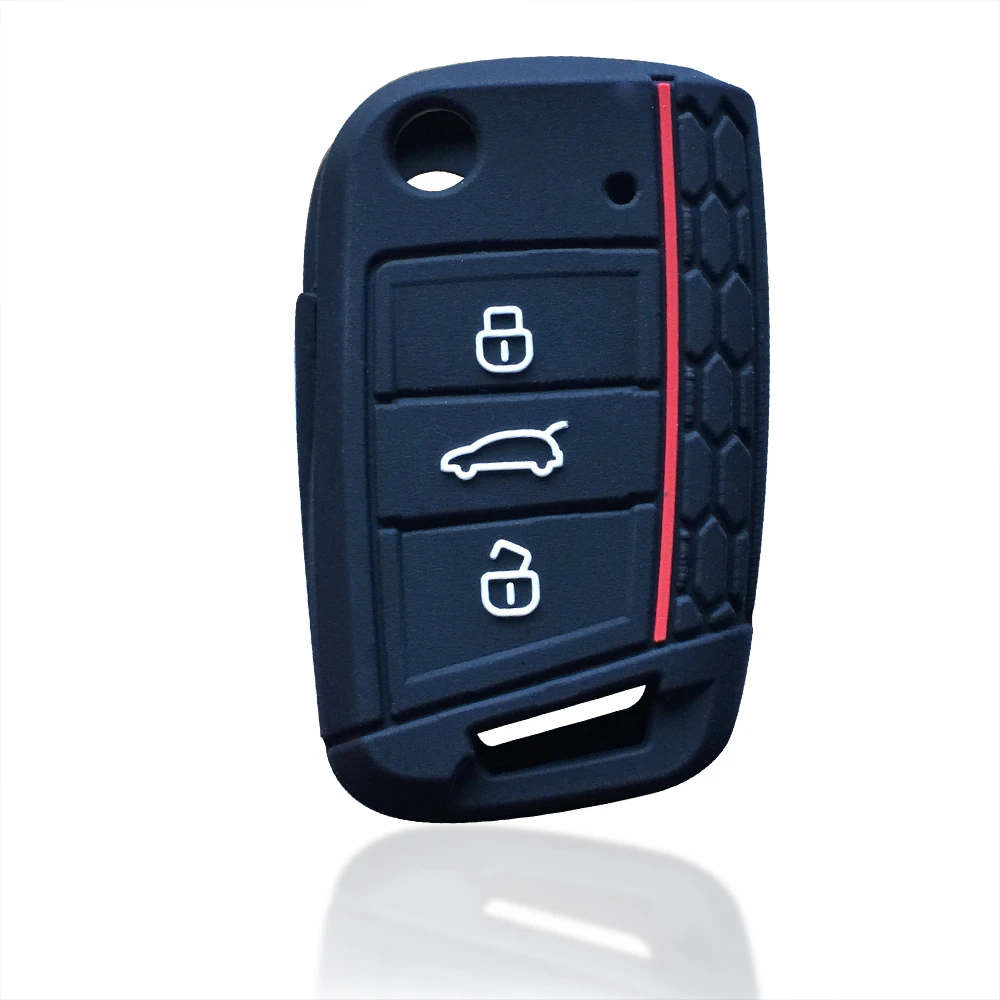 Silicone Key Case For Skoda Octavia A7 KAMIQ Rapid Karoq Fabia Seat Leon Ibiza Ateca VW Polo Golf 7 Tiguan T-Roc T6