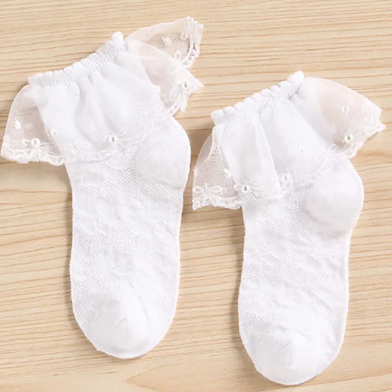 white pearl short Детские носки для маленьких девочек; повседневные детские летние сетчатые носки принцессы с кружевным бантом; носки принцессы для новорожденных; летние тонкие носки для малышей - Цвет: white pearl short