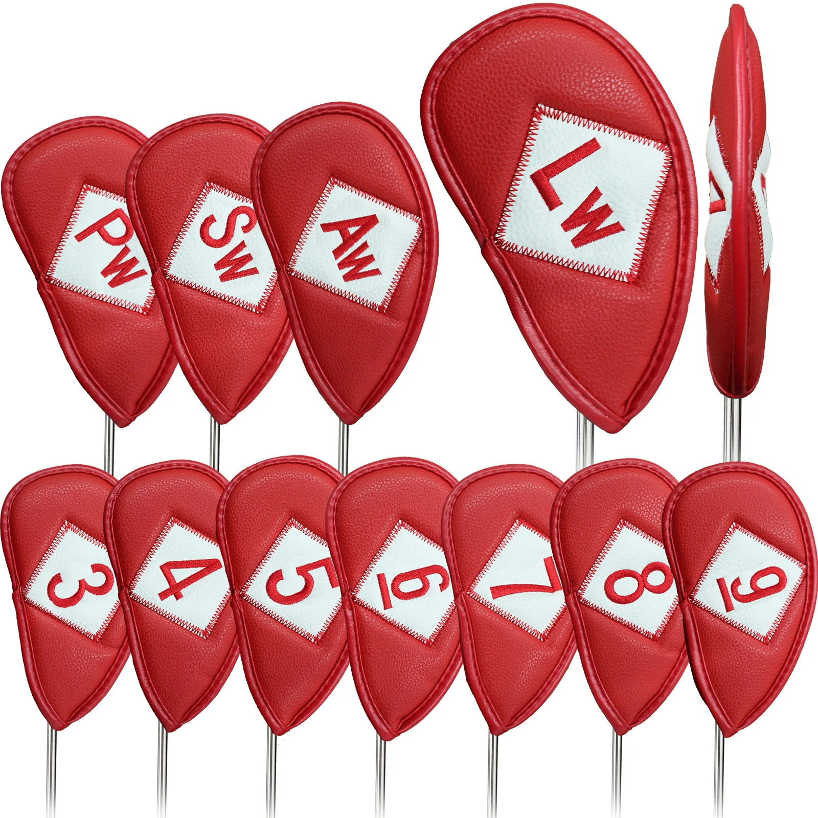 12 Pcs Deluxe Synthetic Leather Golf Iron Head Covers Club Headcover Waterproof for All Irons Club DripShipping