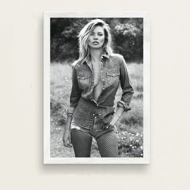Kate Moss супер модель звезда Мода сексуальная B& W искусство холст живопись плакат настенный домашний декор - Цвет: 6