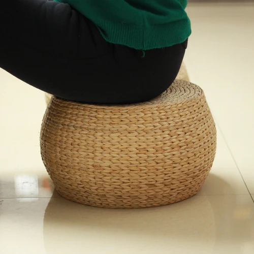 31cmX31cmX22cm Прямые домашние соломенные коврики туфли табурет татами табурет домашняя спальня гостиная балкон чай устойчивый деревянный стул украшения - Цвет: 31cmX31cmX22cm
