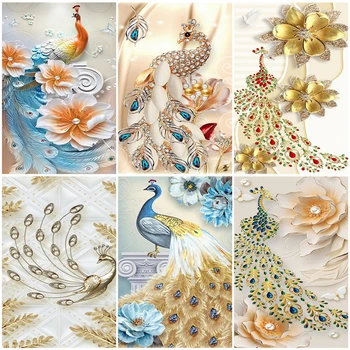 

AZQSD DIY Unframe Oil Painting By Numbers Animal Home Decoration Acrylic Paint Drawing By Numbers Peacock Handpainted Gift