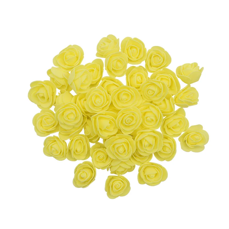 100pcs Yellow Моделирующие Цветы Роза медведь пенопласт Медведь Кролик Собака Пена Розы Цветы для DIY Рождественская вечеринка украшения подарок на день Святого Валентина - Цвет: 100pcs Yellow
