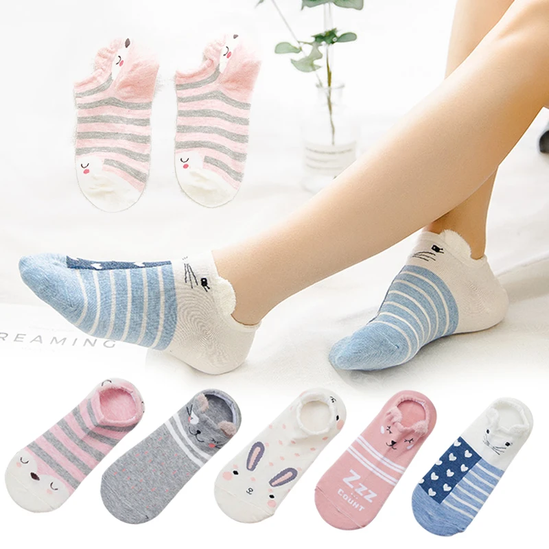Женские носки с милой вышивкой короткие для студентов удобные дышащие хлопковые
