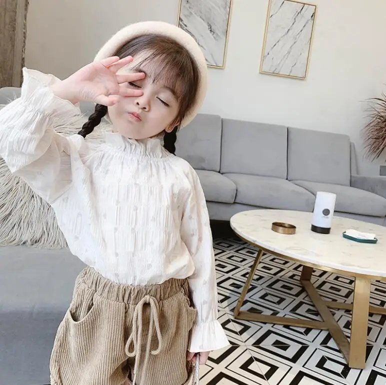 Baby Girls Fall Fashion Solid Lanter Sleeve T-shirt, Princess Kids Cute Long Sleeve Blouse 5 pieces/lot, Wholesale