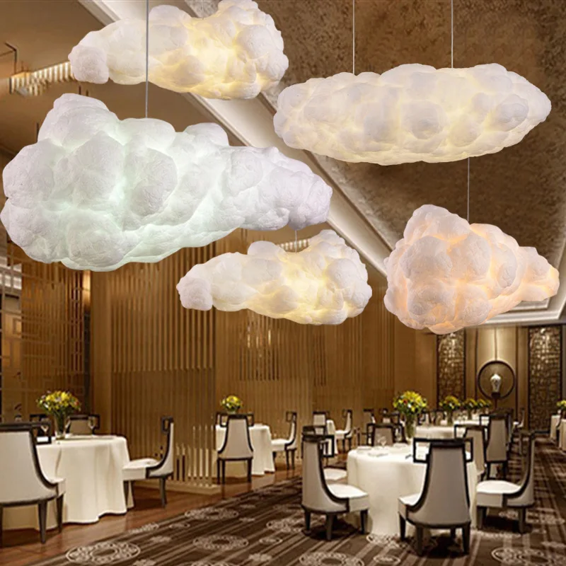 

Modern White Floating Cloud Pendant Light for Bedroom Living Room Cloth Store Restaurant Indoor Lighting Decor