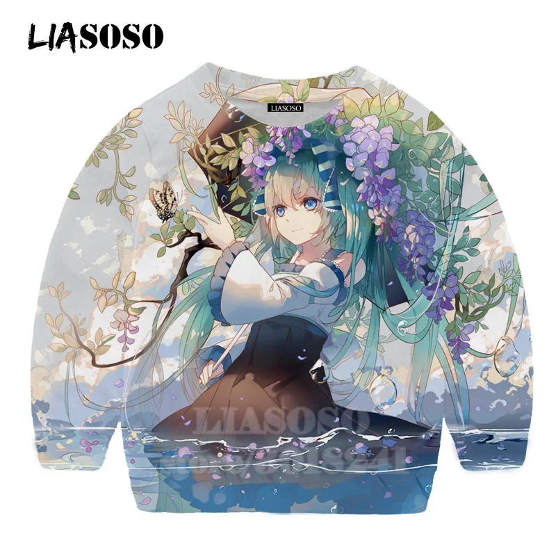 LIASOSO детей толстовки 3D принт аниме девочка Hatsune Толстовка Miku в уличном стиле для детей мальчиков и девочек Повседневное Топ для маленьких детей, свитер для подростков B174-22 - Цвет: 5