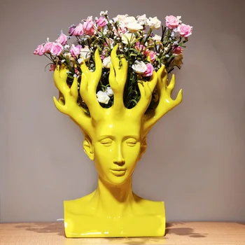 

CREATIVE HEAD VASE ART DECORATION HOME SOFT DECORATION HOME DECORATION VASE RESIN CRAFTS DESIGNER VASE ABSTRACT FACE DECORATION
