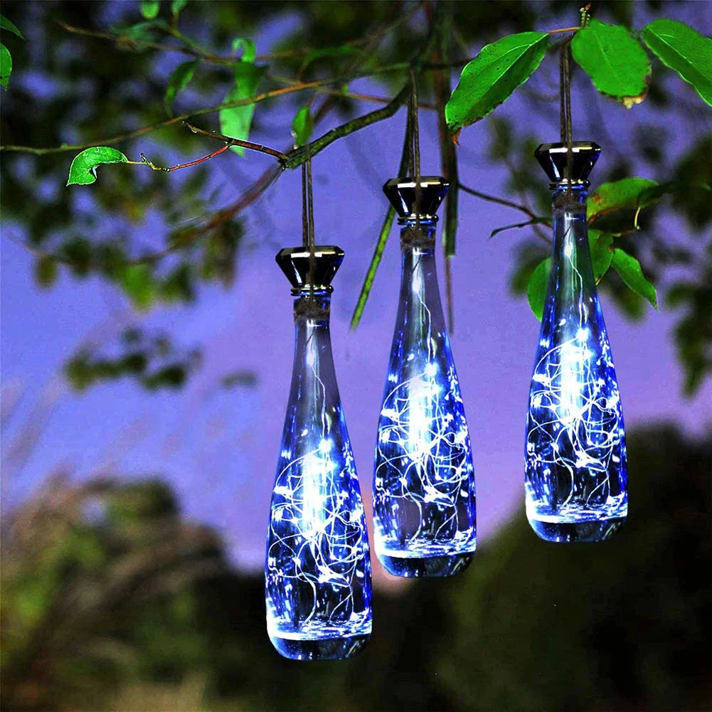 6 pcs Solar Wine Bottle Lights, 2M 20 LEDs Solar String Fairy Light Outdoor Waterproof Solar Diamond Cork Lights for Home Decor best solar light for home