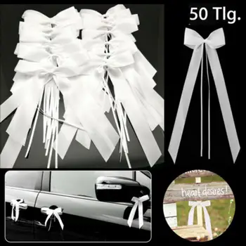 

Brand New 50Pcs White Wedding Car Decoration Gift Wrap Ribbon Bows Party Ribbons Bows Kit Polyester White