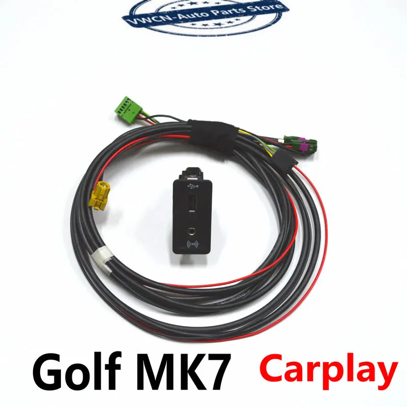 Для VW golf MK7 Carplay media AUX MIB2 PRO USB AMI установка с вилкой переключателем и кнопкой жгут