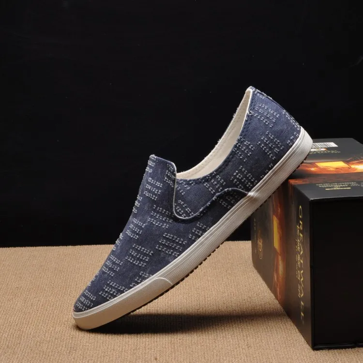

2019 Summer Low Top Canvas Shoes Men Slip-on Loafers Korean-style Trend MEN'S SHOES New Style 7065