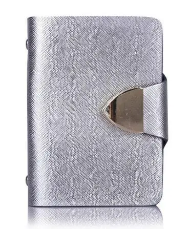 Тонкий минималистичный мягкий кожаный держатель для карт, органайзер, кошелек для 26 кредитных карт, ID, визиток, кошельки, кошелек - Цвет: Silver