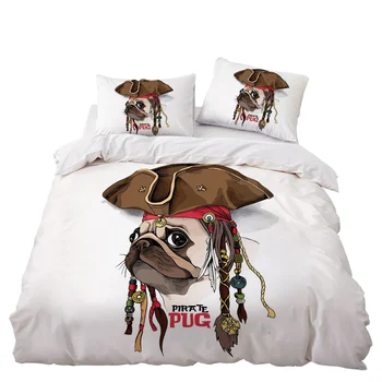 

Cartoon Dog Pirate Animal Bedding Set Bedroom Decor Bedspread Kids Gift Microfiber Hypoallergenic Zipper Duvet Cover Pillowcase