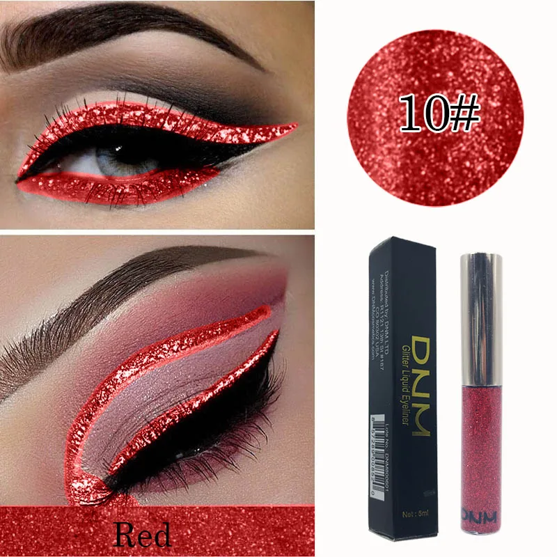 16 colors Liquid Glitter Eyeliner Long Lasting Diamond Eyeliner Cosmetic Waterproof Eyeshadow Shimmer Sparkling Makeup TSLM1 - Цвет: 10