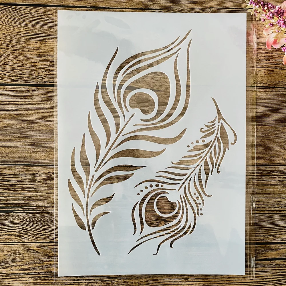 

A4 29 см два пера DIY слойные трафареты настенная живопись раскраска для скрапбукинга тиснильный альбом декоративный шаблон